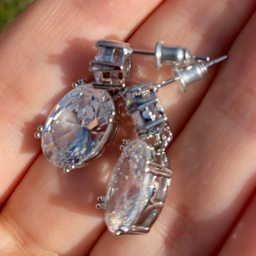 NEW 925 Silver Simulated Diamond 💎 Earrings - Picture 3 of 5
